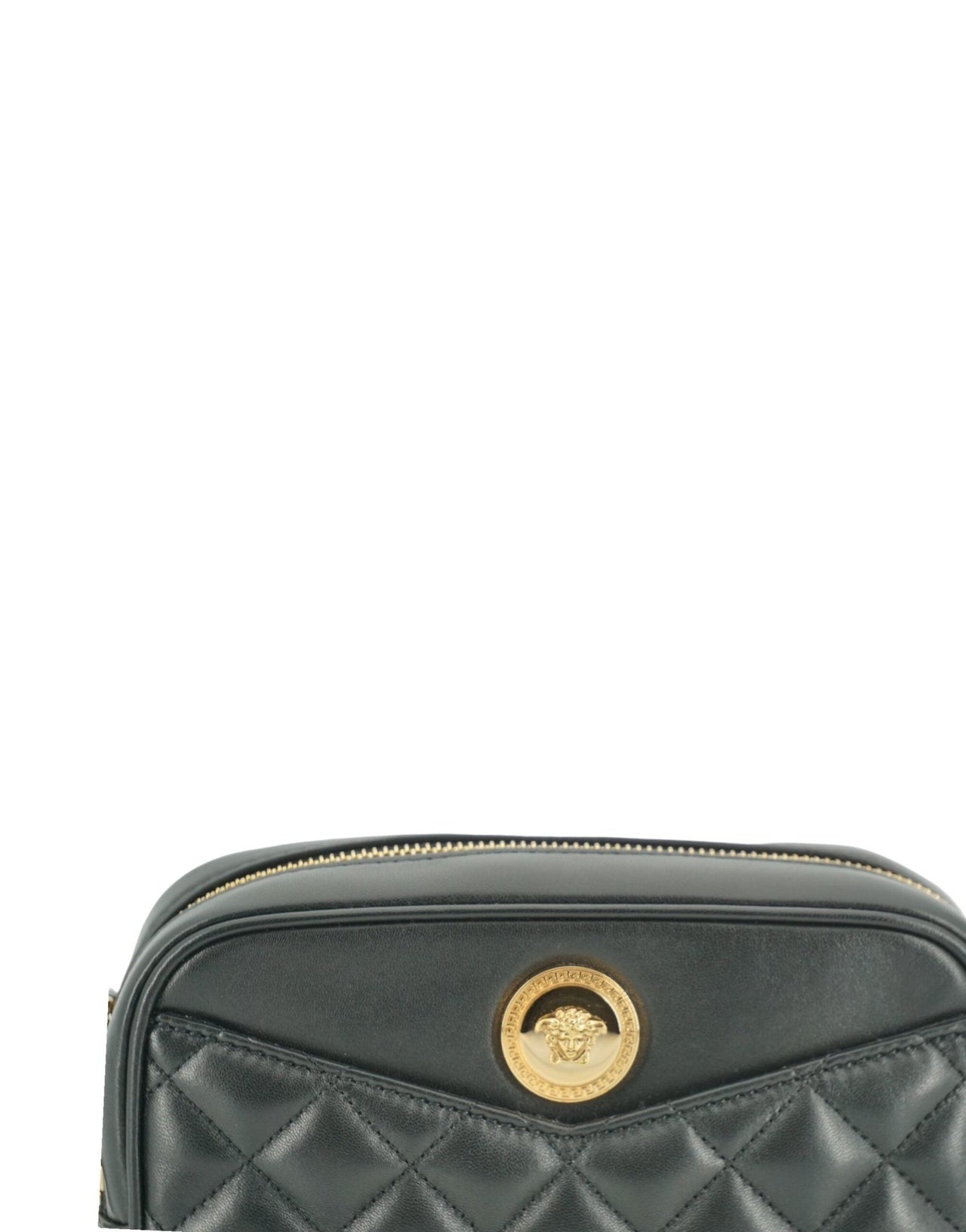 Versace Elegant Small Black Leather Crossbody Bag - Luxour