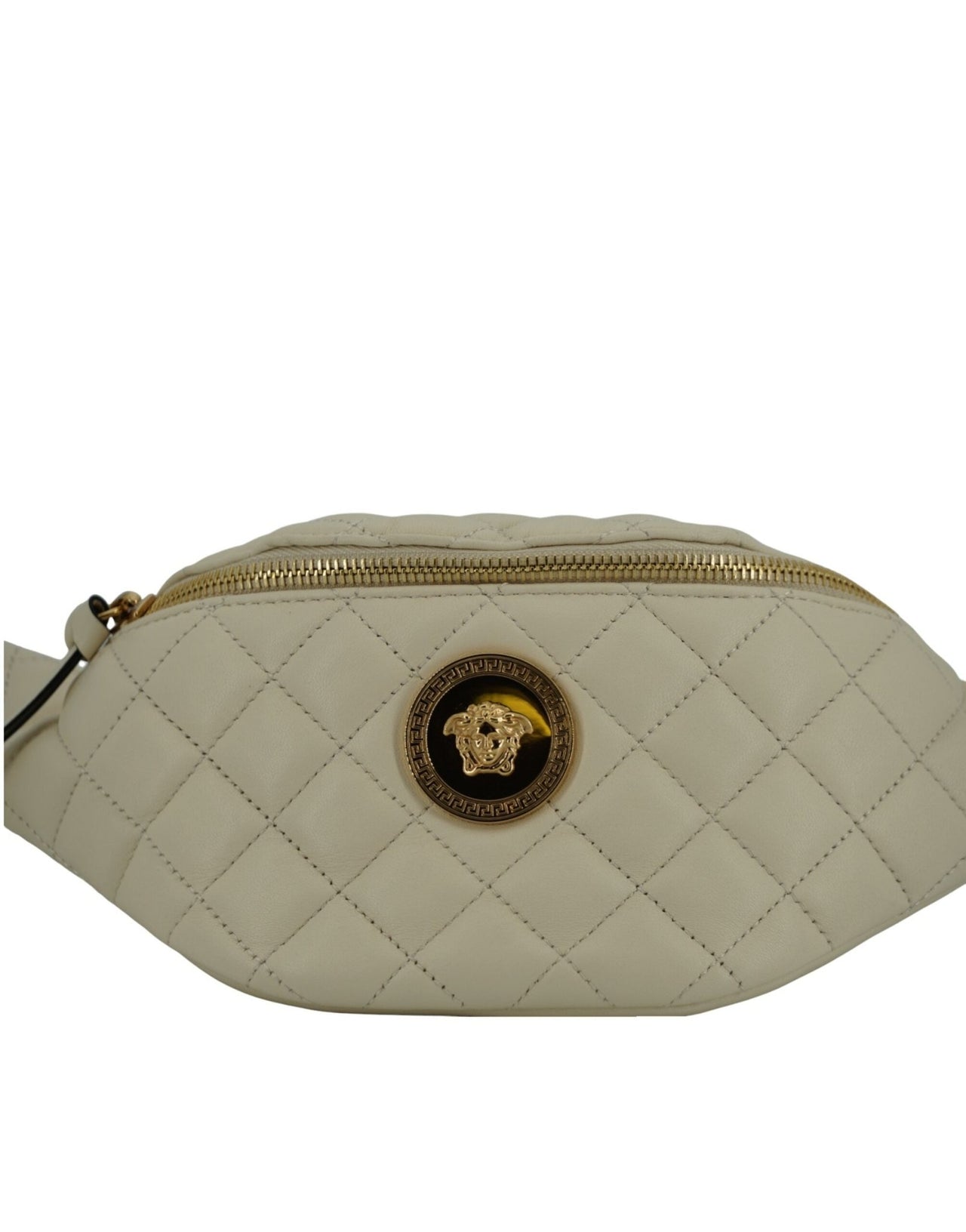 Versace Elegant White Lamb Leather Belt Bag - Luxour