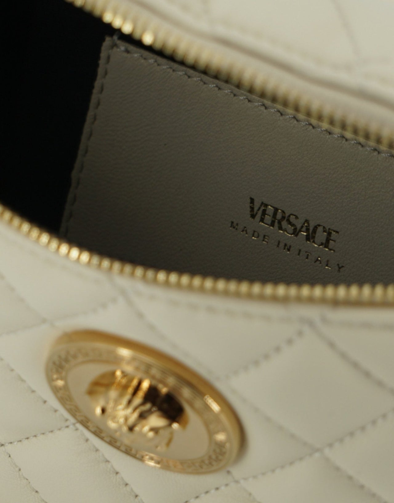 Versace Elegant White Lamb Leather Belt Bag - Luxour