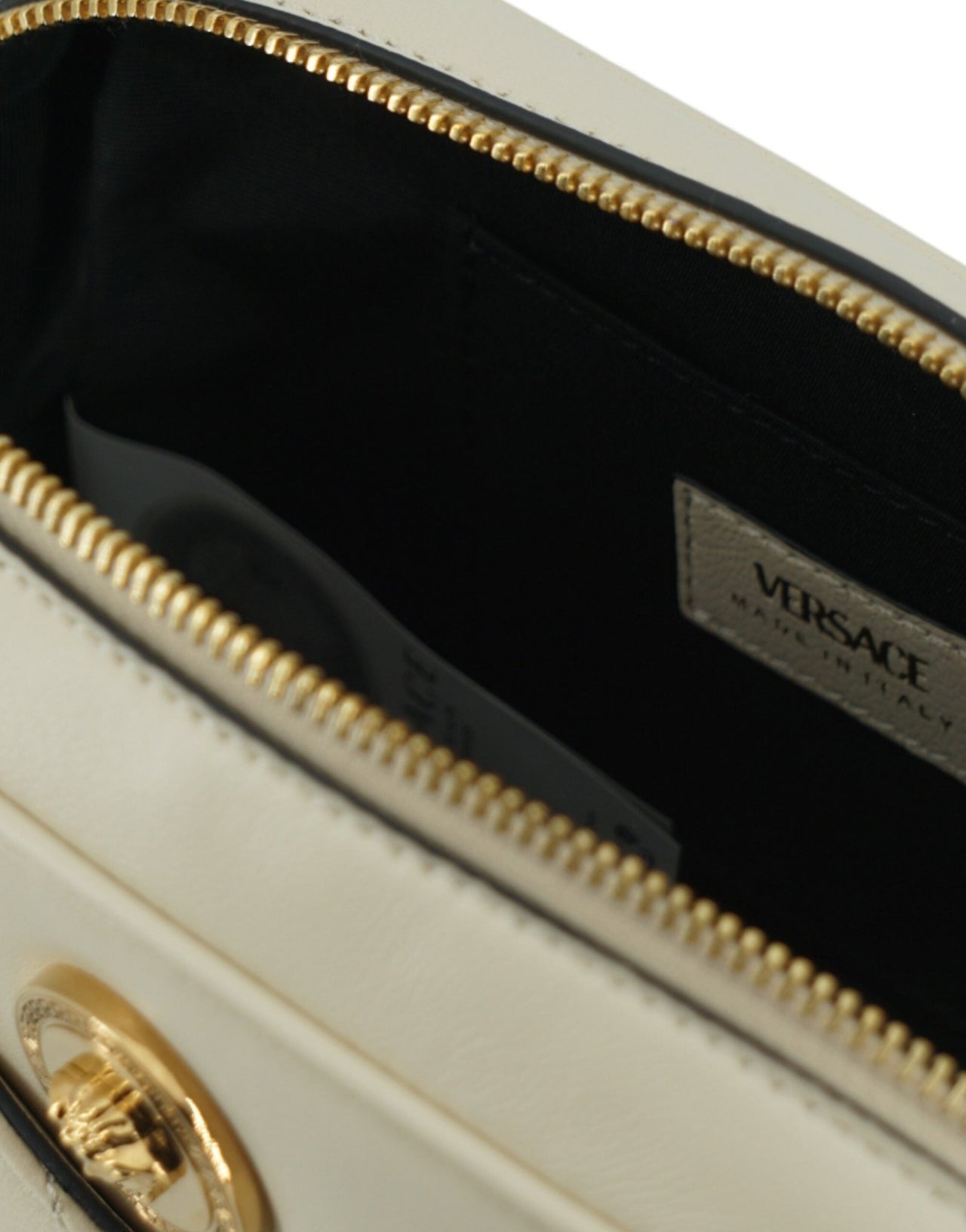 Versace Elegant White Lamb Leather Camera Bag - Luxour