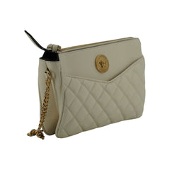 Luxour, Versace Elegant White Lamb Leather Crossbody Pouch, 