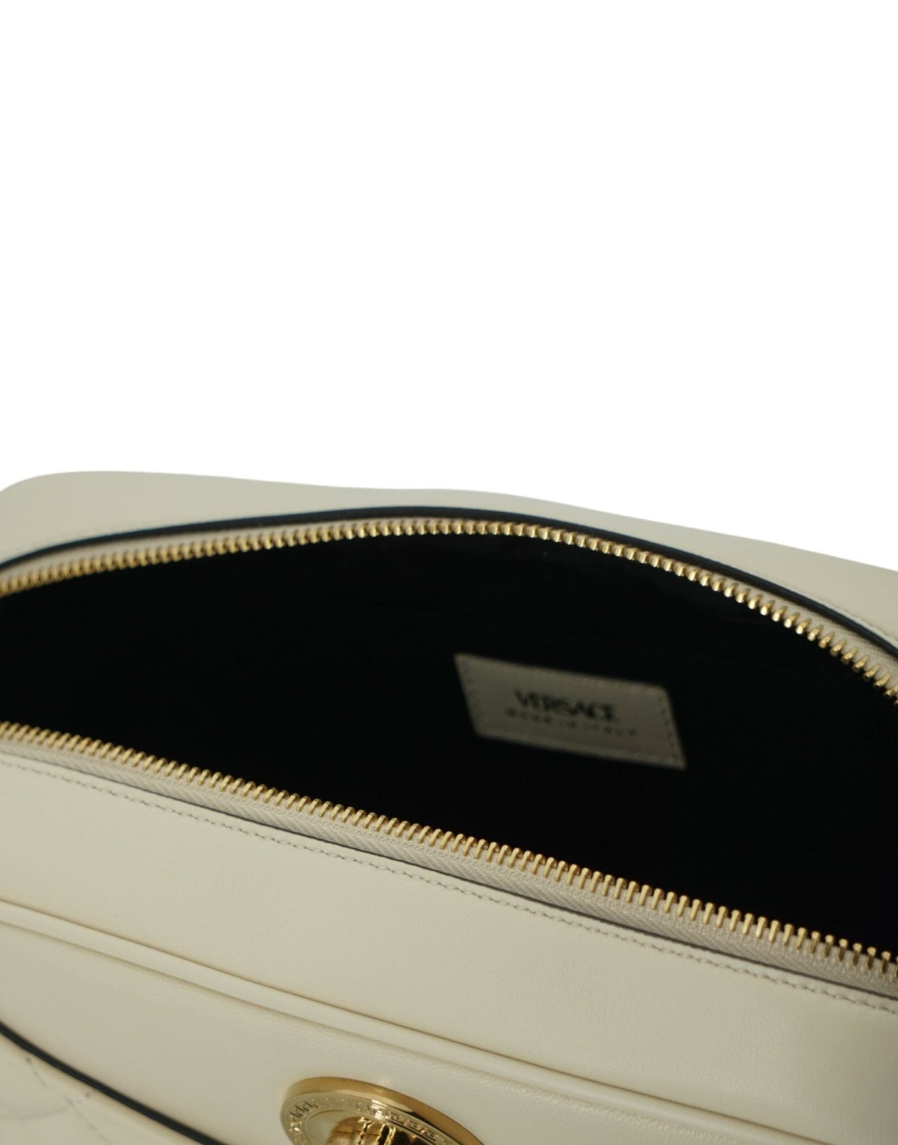 Versace Elegant White Leather Camera Shoulder Bag - Luxour