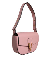 Thumbnail for Luxour, Versace Pink Grainy Calf Leather Logo Crossbody Shoulder Bag, 