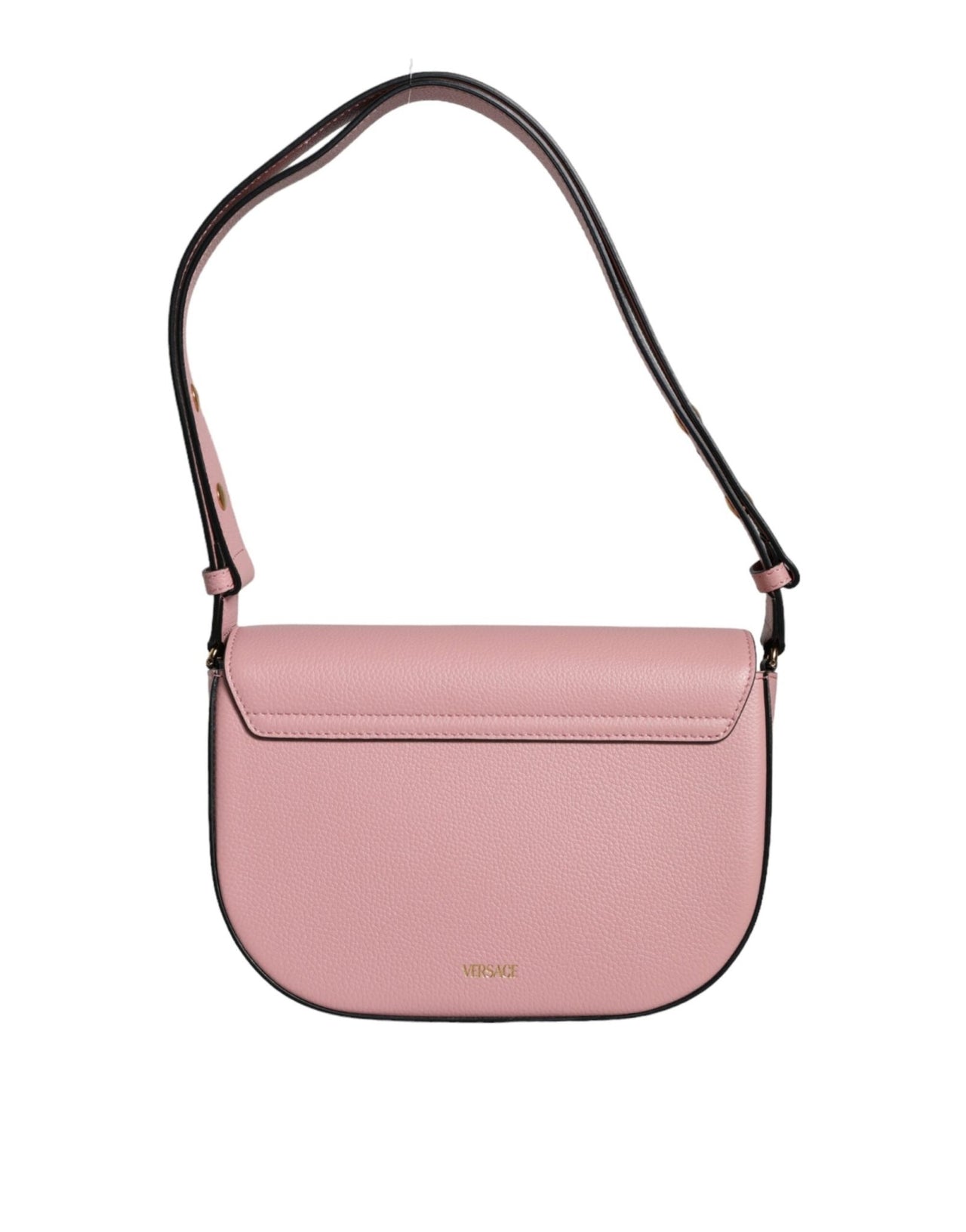 Luxour, Versace Pink Grainy Calf Leather Logo Crossbody Shoulder Bag, 