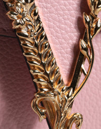 Thumbnail for Luxour, Versace Pink Grainy Calf Leather Logo Crossbody Shoulder Bag, 