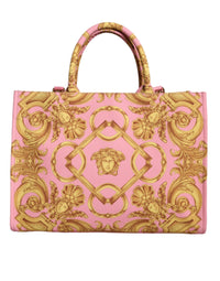 Thumbnail for Luxour, Versace Pink Printed Large Fabric Leather Shopping Tote Bag, 