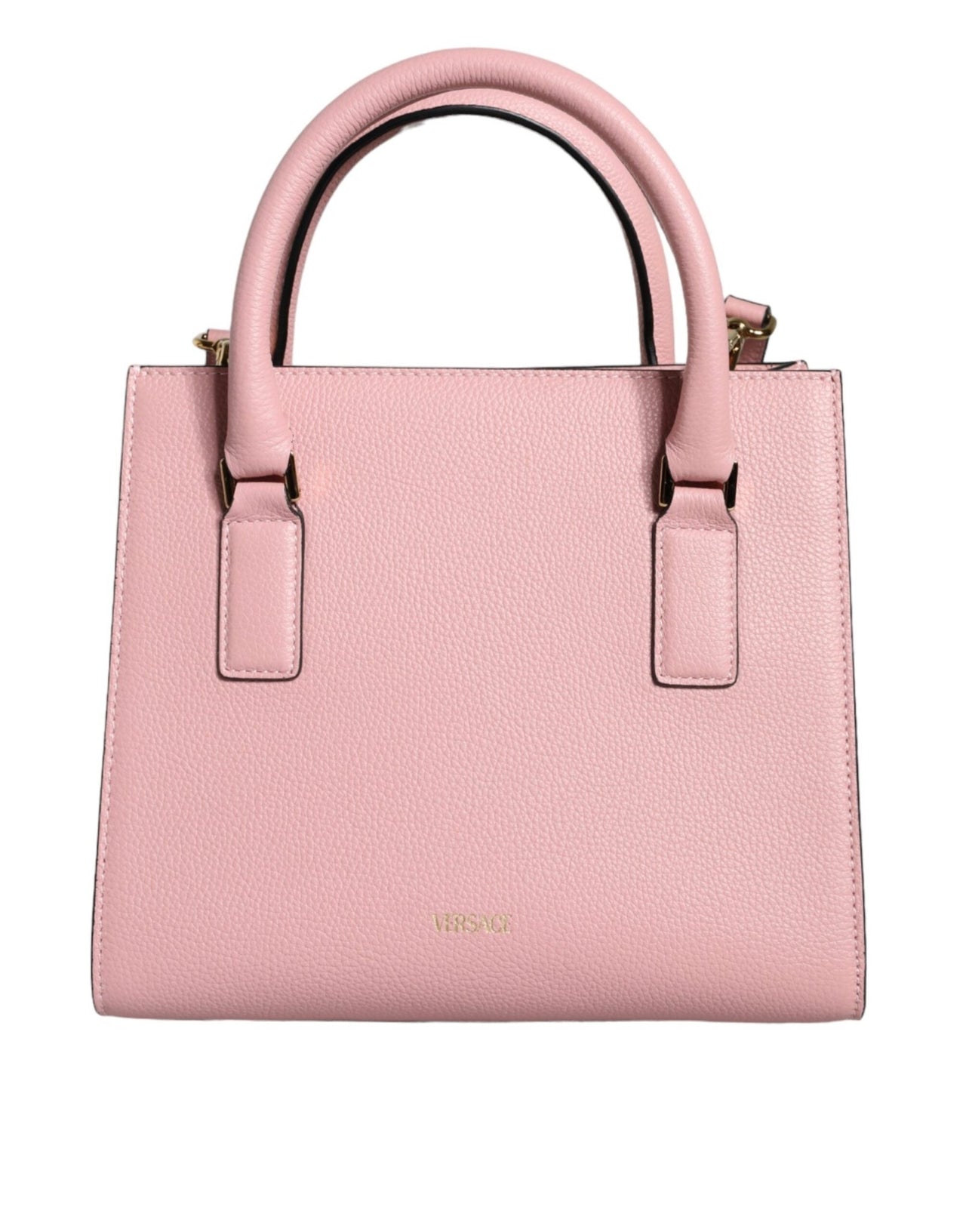 Luxour, Versace Pink Small Top Handle Grainy Calf Leather Crossbody Bag, 