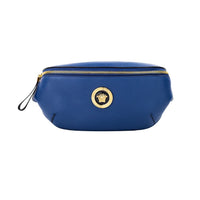 Thumbnail for Versace Small Navy Calf Leather Medusa Pendant Fanny Waist Pack Belt Bag - Luxour