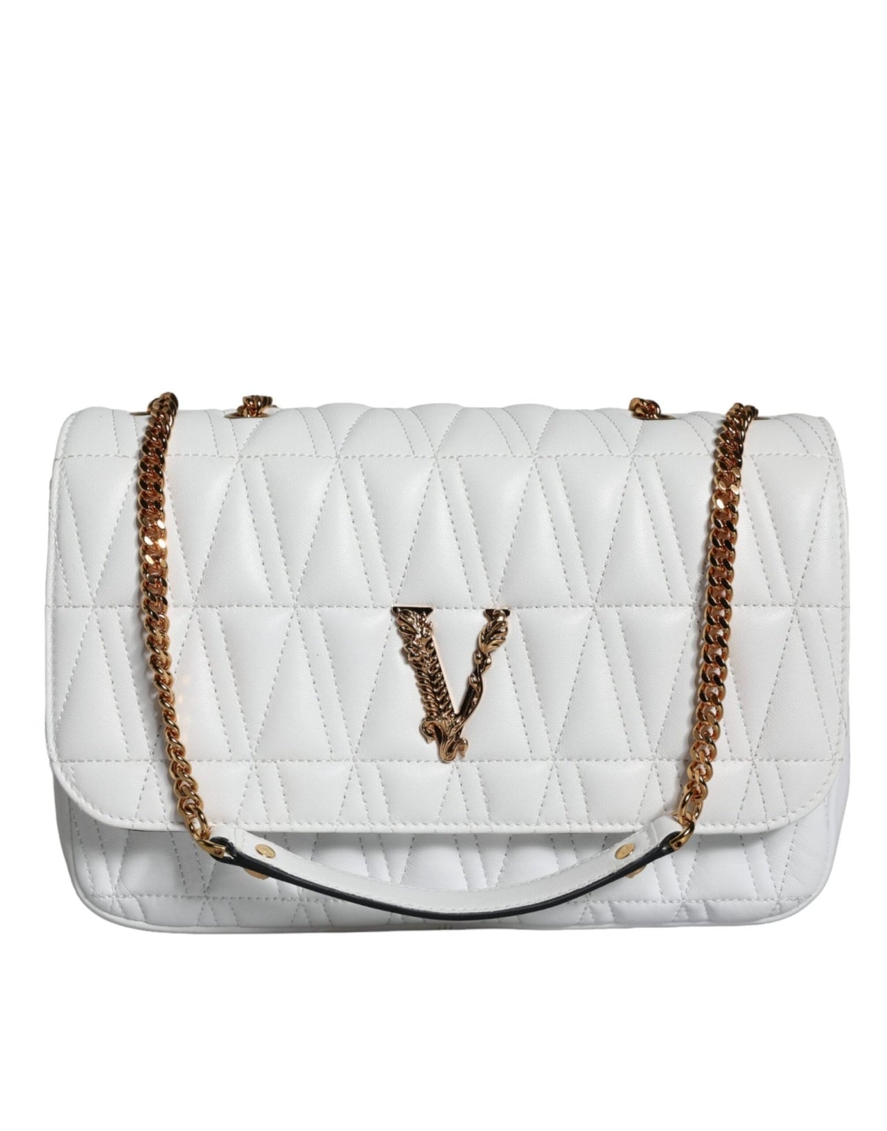 Versace White Mini Nappa Leather Crossbody Shoulder Bag - Luxour