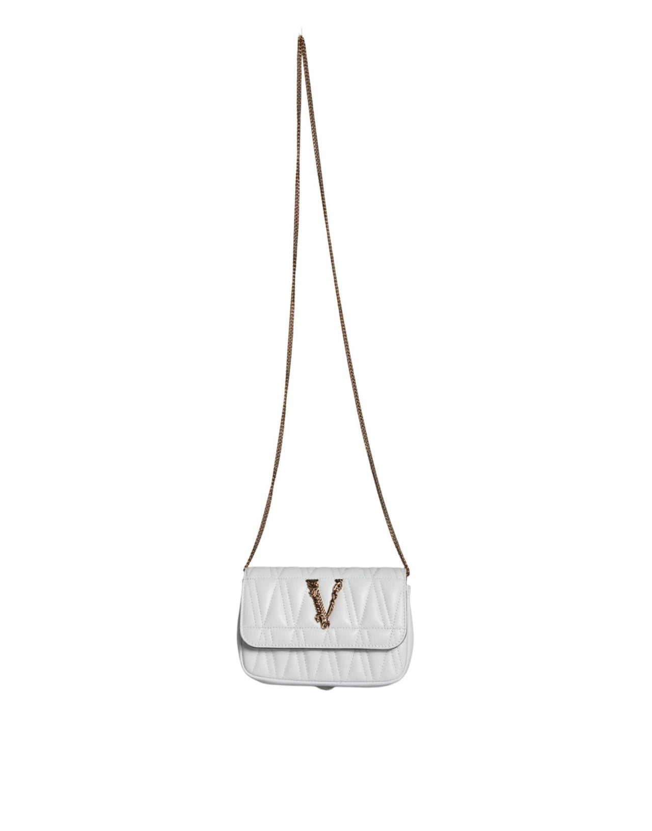 Luxour, Versace White Quilted Nappa Leather Crossbody Shoulder Bag, 