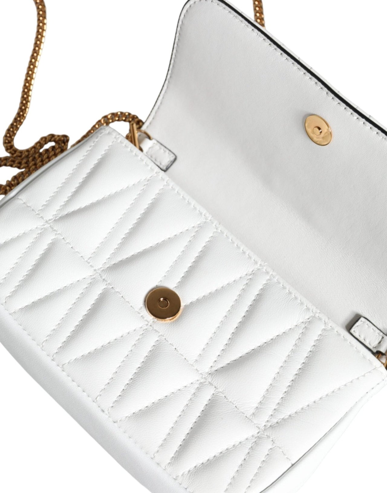 Luxour, Versace White Quilted Nappa Leather Crossbody Shoulder Bag, 