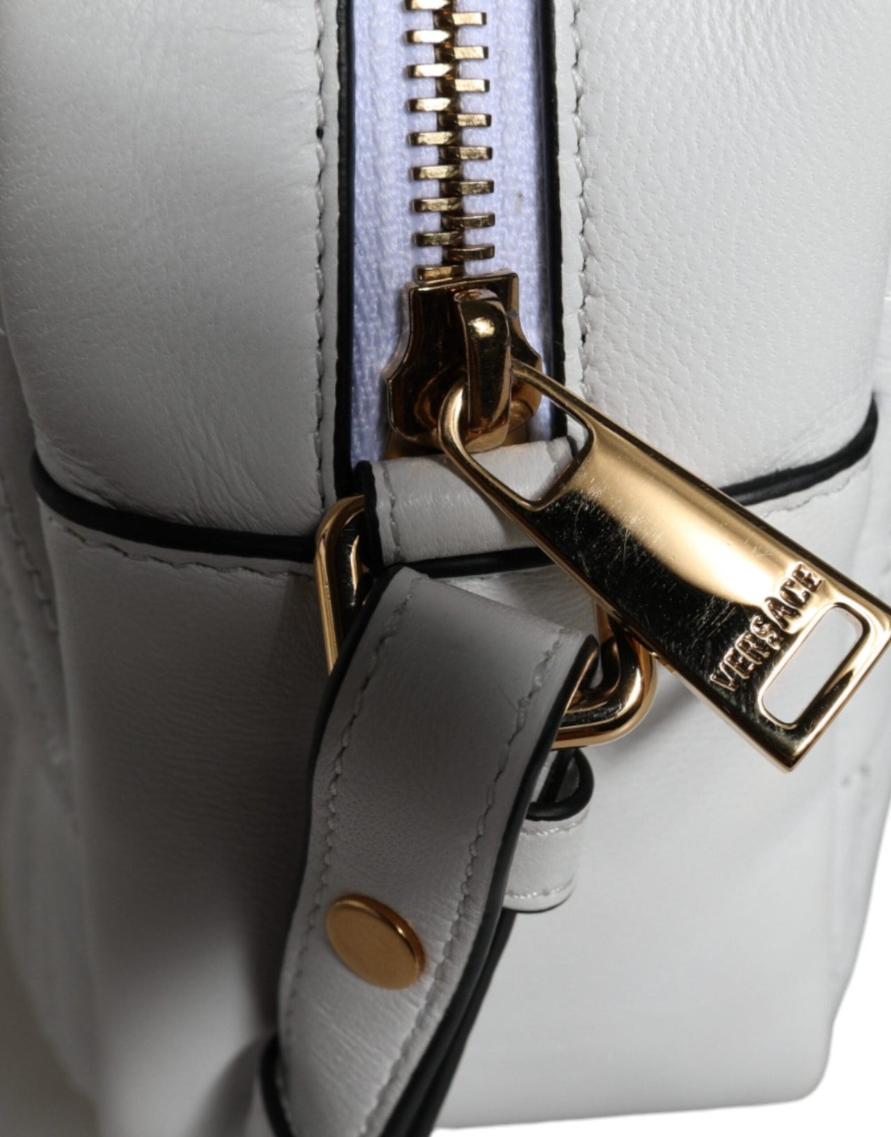 Luxour, Versace White Quilted Nappa Leather Crossbody Shoulder Bag, 