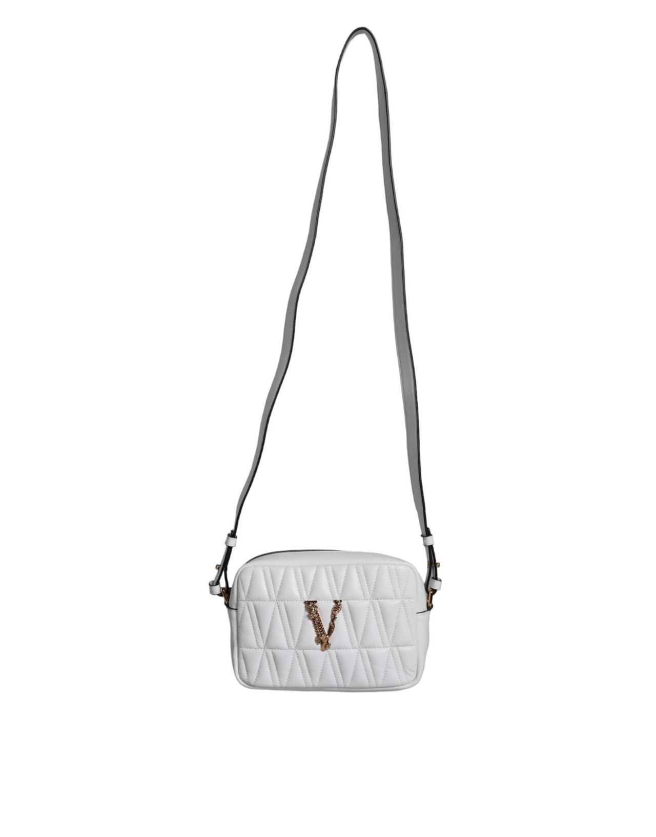 Luxour, Versace White Quilted Nappa Leather Crossbody Shoulder Bag, 